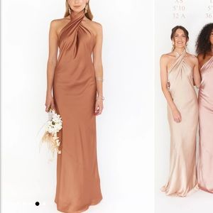 Show Me Your Mumu Jasmine Halter Maxi Dress - Copper Luxe Satin size medium
